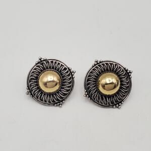 Sterling Silver 925 and 18K Gold Round Post Earrings 13.7 Grams